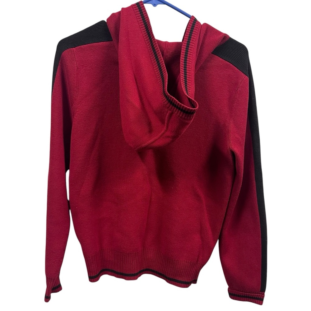 Vintage SJB Active by St Johns Bay Red Black Full Zip Cardigan Hooded Sweater M - Picture 6 of 10